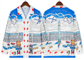 Casablanca Par Avion Airmail Monument Silk-Style Shirt - White / Blue