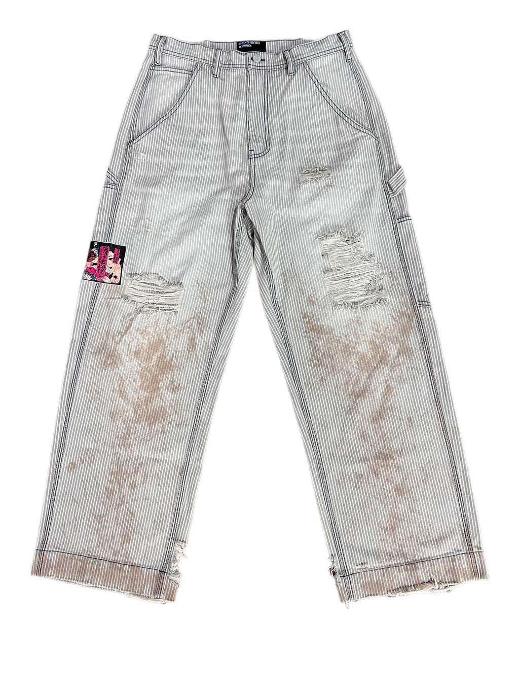 Enfants Riches Déprimés Distressed & Stained Denim Jeans - Light Blue