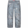 Supreme Distressed Graphic Denim Jeans - Light Blue Wash