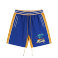 RHUDE Tropical Graphic Colorblock Athletic Shorts - Blue / Yellow