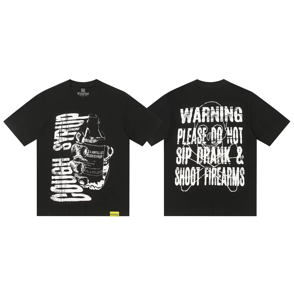 That's A Awful Lot Of Cough Syrup Warning Graphic T-Shirt - Black
