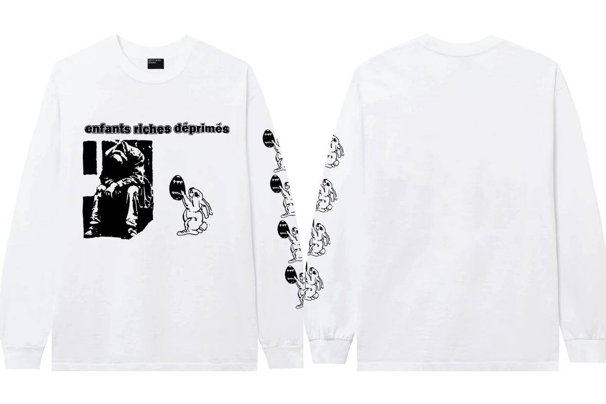 Enfants Riches Déprimés Rabbit & Brand Text Long-Sleeve - White