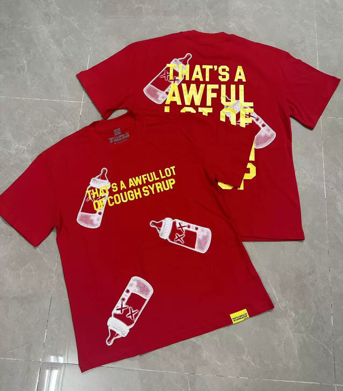 That's A Awful Lot Of Cough Syrup Baby Bottle Graphic T-Shirt - Red