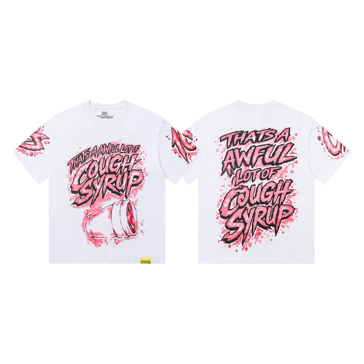 That's A Awful Lot Of Cough Syrup Dripping Graffiti T-Shirt - White