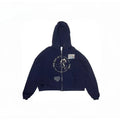 PALY Hollywood Circular Art Graphic Zip-Up Hoodie - Navy Blue