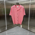 Casablanca Ribbed Knit Button-Down Shirt - Pink