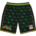Supreme Allover Print Basketball Shorts - Black / Green / Gold