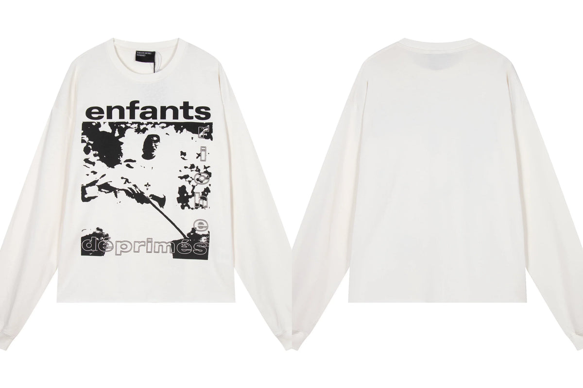 Enfants Riches Déprimés Armed Figure & Vintage Print Long-Sleeve   - White