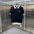 Casablanca Solid Knit Polo Shirt - Navy / White