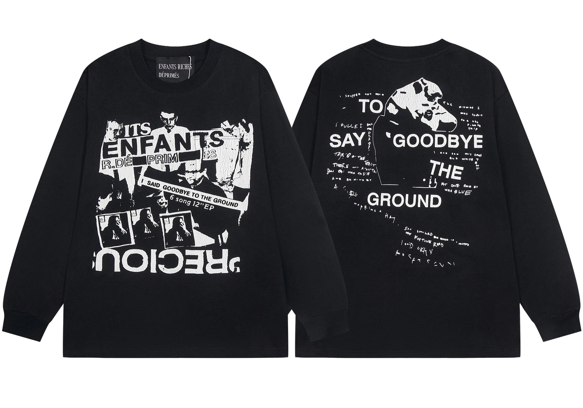 Enfants Riches Déprimés Inverted Collage & "Say Goodbye The Ground" Long-Sleeve  - Black