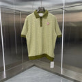 Casablanca Diamond Monogram Knit Polo Shirt - Olive Green