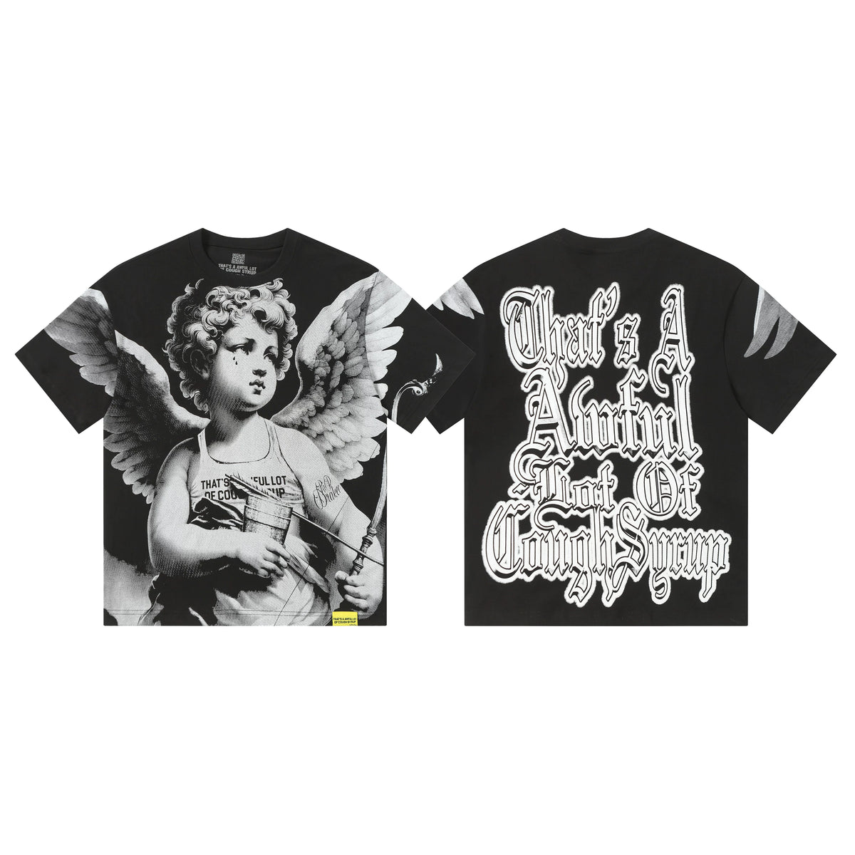 That's A Awful Lot Of Cough Syrup Angel Heart Graphic T-Shirt - Black