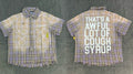 That's A Awful Lot Of Cough Syrup Distressed Plaid Button-Down Shirt - Grey Purple Plaid