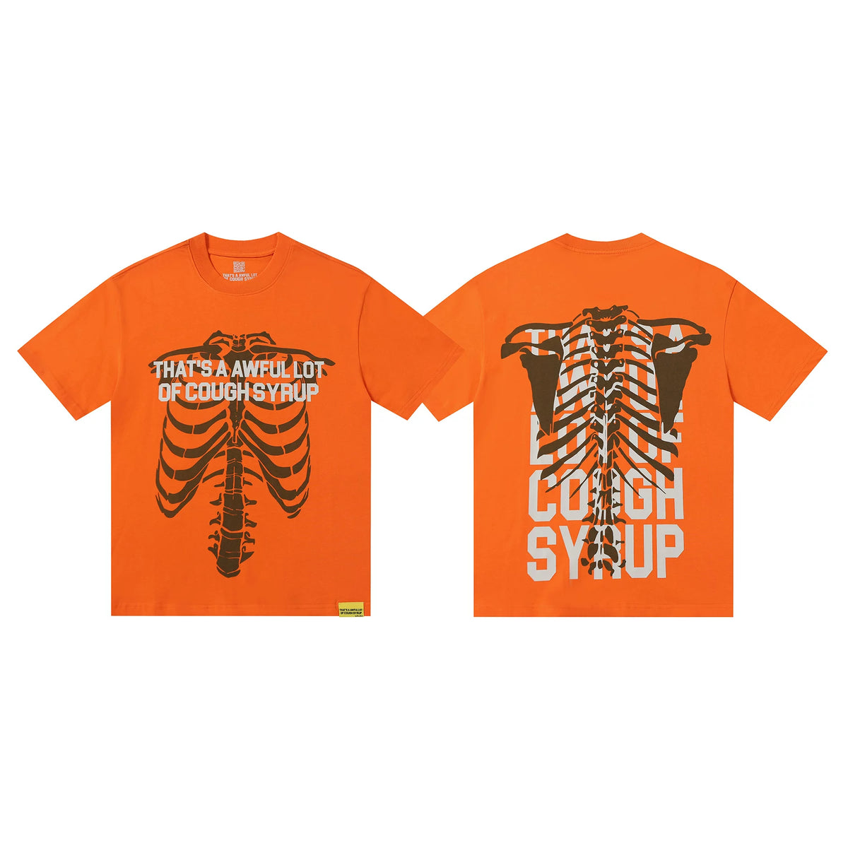 That's A Awful Lot Of Cough Syrup Rib Cage Graphic T-Shirt - Orange