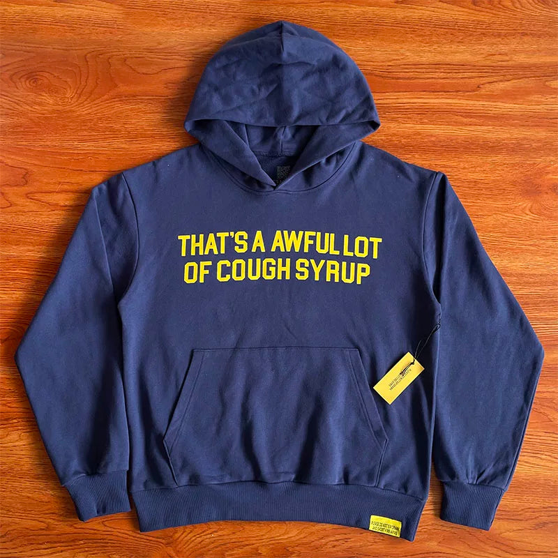 That's A Awful Lot Of Cough Syrup Classic Logo Hoodie - Navy Blue / Yellow