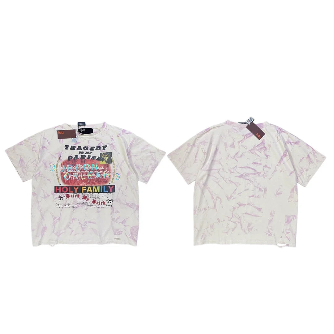 PALY Hollywood Purple Tie-Dye Vintage Graphic T-Shirt - Purple/White