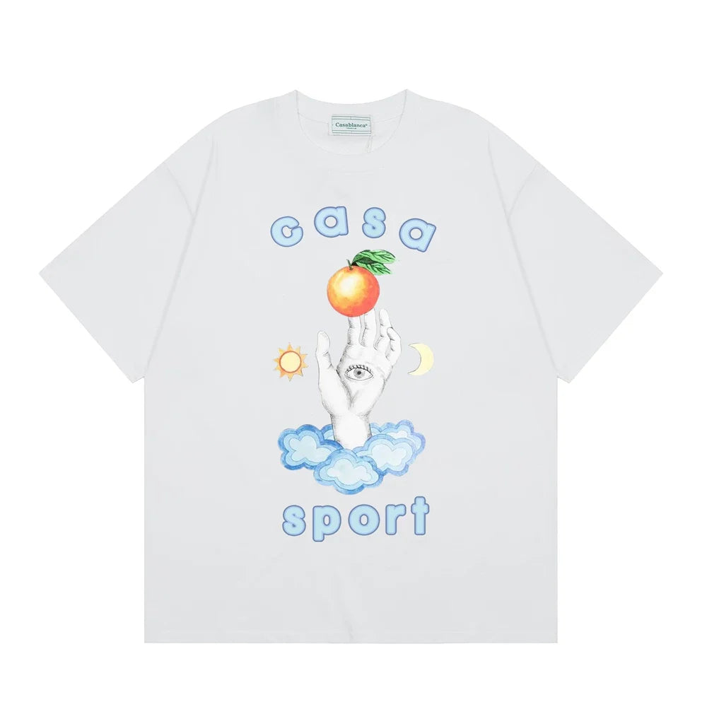Casablanca Sport Hand & Orange Graphic T-Shirt - White