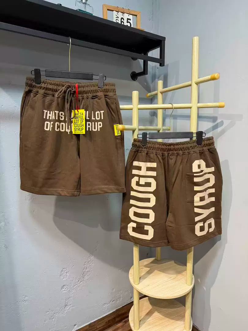 That's A Awful Lot Of Cough Syrup Side Logo Sweatshorts - Brown