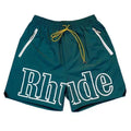 RHUDE Outline Script Logo Drawstring Athletic Shorts - Dark Green