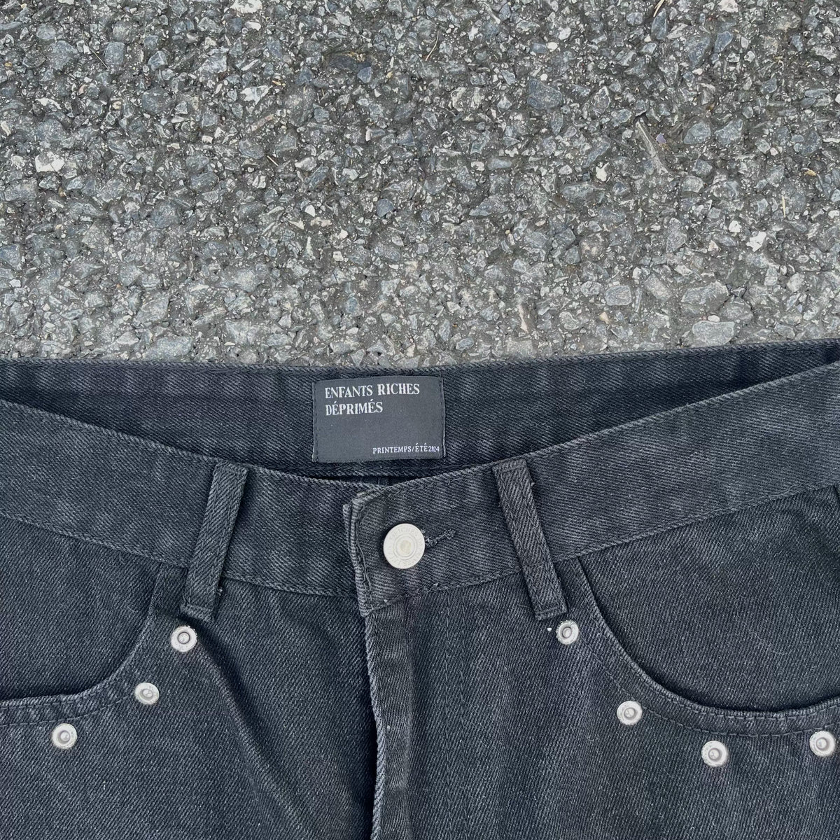 Enfants Riches Déprimés Studded Hem Flare Jeans - Dark Navy