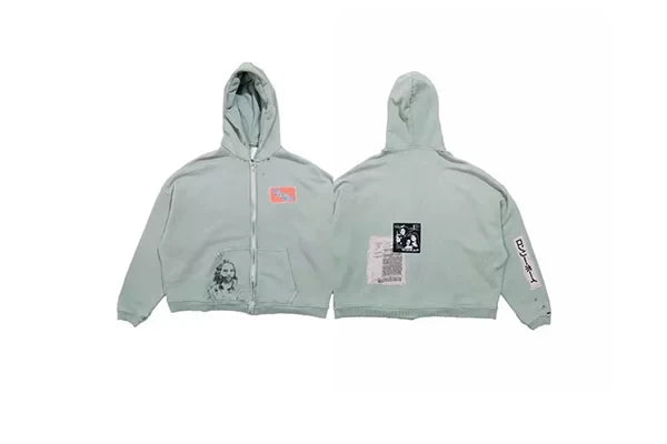 PALY Hollywood Light Green Collage Zip-Up Hoodie - Light Green