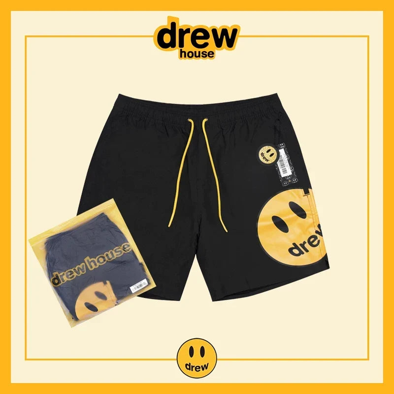 Drew House Smiley Face Swim Shorts, Black