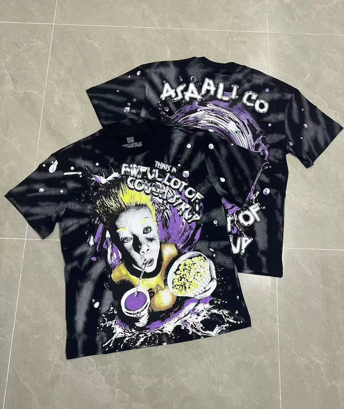 That's A Awful Lot Of Cough Syrup All-Over Print Graphic T-Shirt - Black