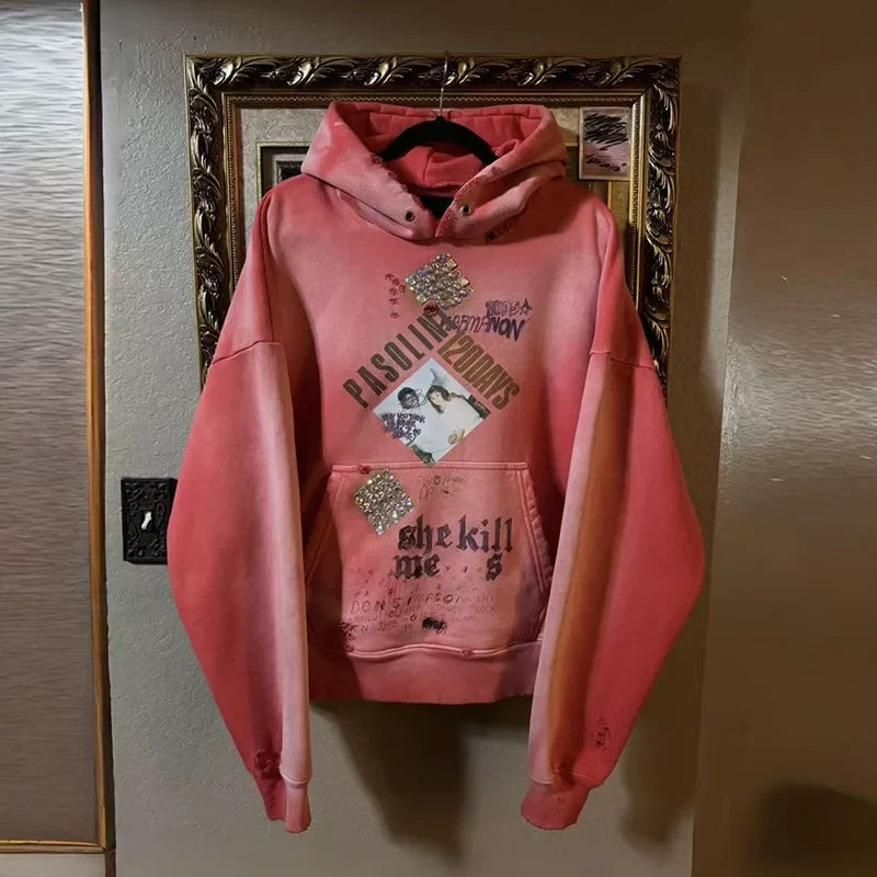 PALY Hollywood "Pasolini 120 Days" & "She Kills Me" Vintage Hoodie - Red