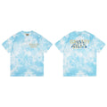 Gallery Dept. Marble Tie-Dye Gold Logo Short Sleeve T-Shirt - Light Blue