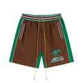 RHUDE Tropical Graphic Colorblock Athletic Shorts - Brown / Green