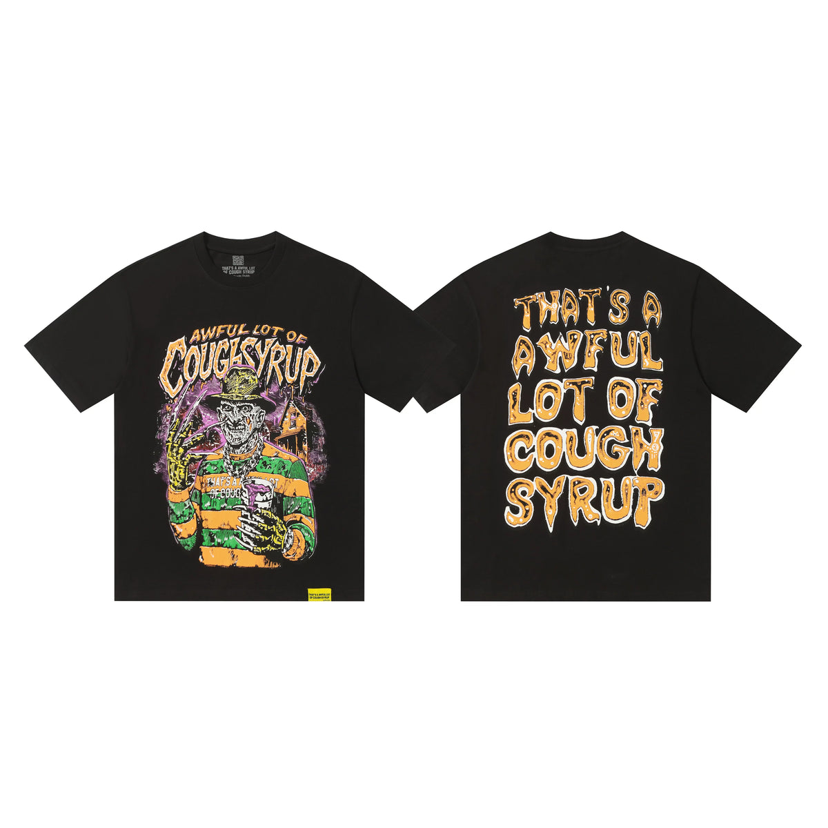 That's A Awful Lot Of Cough Syrup Nightmare Stripped Graphic T-Shirt - Black