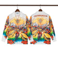 Casablanca City Traffic & Golden Sun Silk-Style Shirt - White / Multi