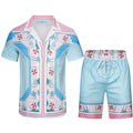Casablanca Floral Medallion & Stripe Set - Light Blue / Multi