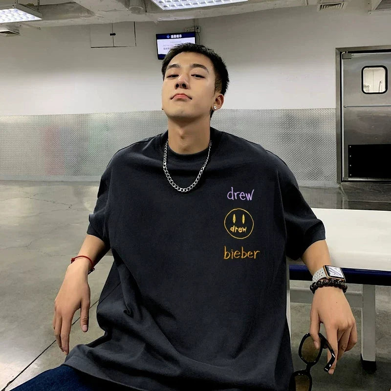 Drew House Drew Bieber Logo Short Sleeve Tee, Charcoal Black