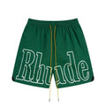 RHUDE Signature Script Logo Athletic Shorts - Forest Green / White