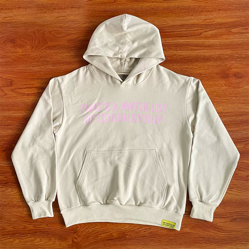 That's A Awful Lot Of Cough Syrup Classic Logo Hoodie - Beige / Light Pink