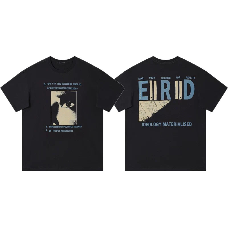 Enfants Riches Déprimés Partial Eye Graphic & Large "E[II]R[I]D" Back T-Shirt - Black