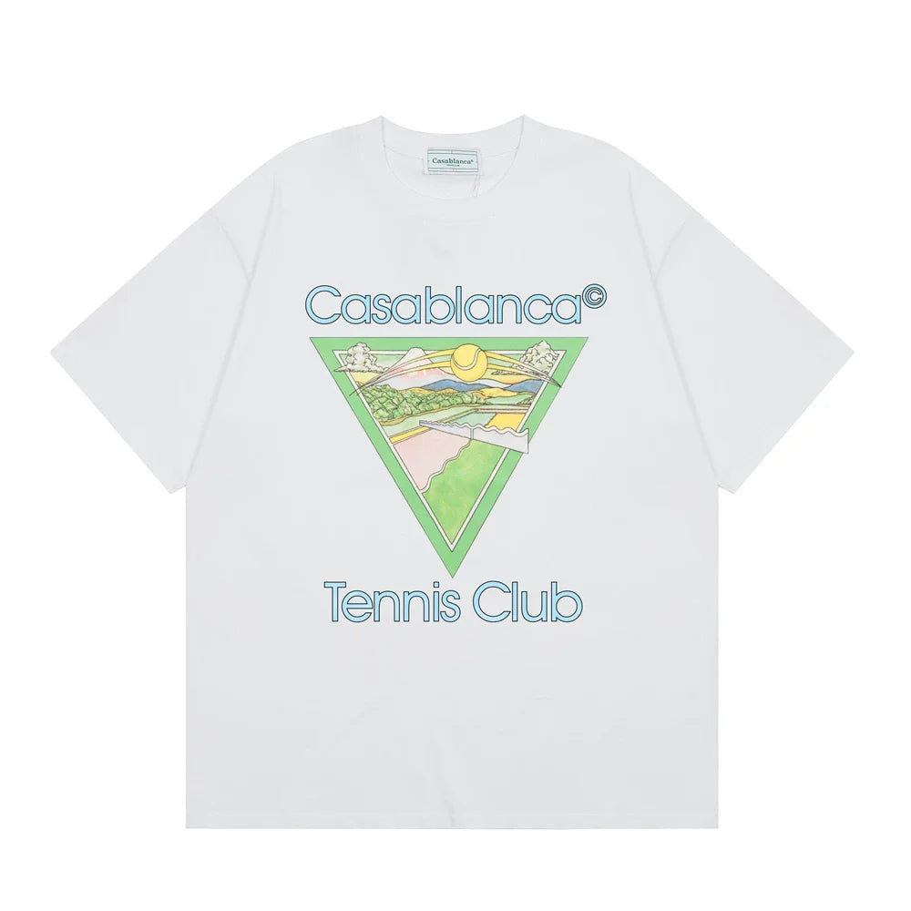 Casablanca Tennis Club Triangle Graphic T-Shirt - White