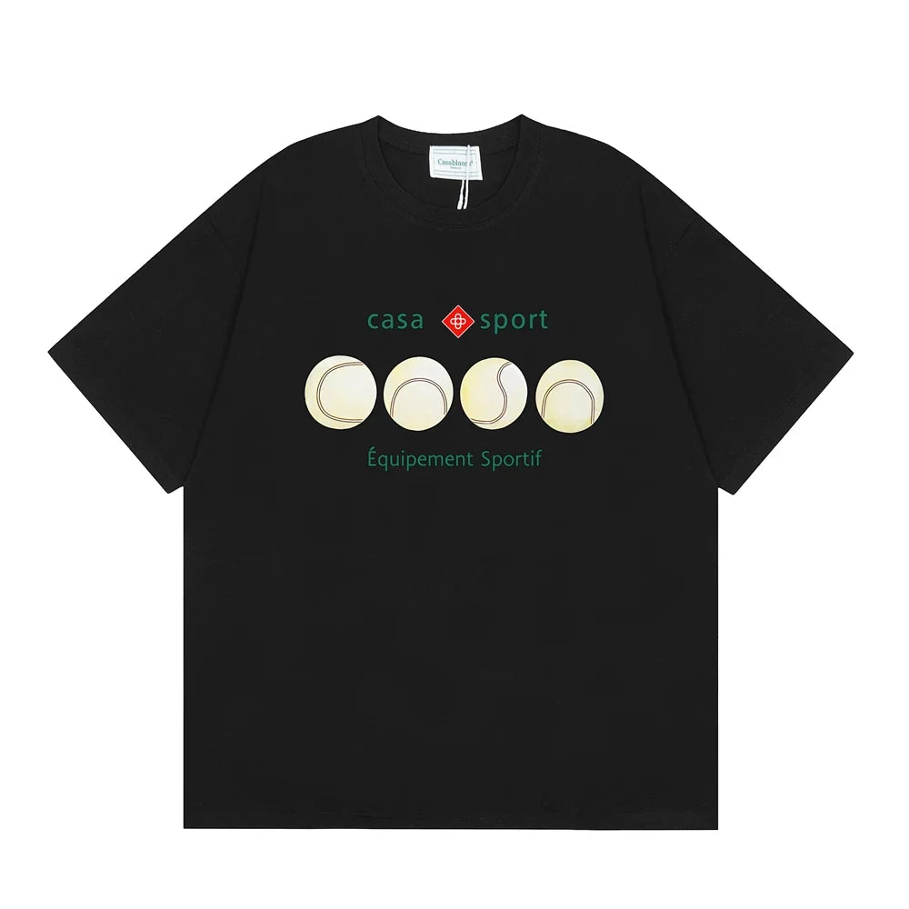 Casablanca Sport Tennis Ball Row T-Shirt - Black