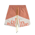 RHUDE Colorblock Athletic Shorts with Split Script Logo - Brown / White