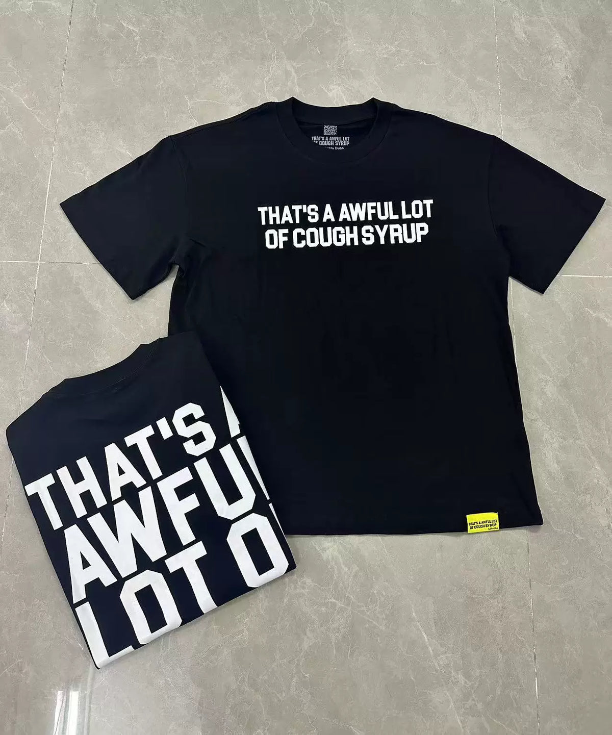 That's A Awful Lot Of Cough Syrup Classic Logo T-Shirt - Black / White