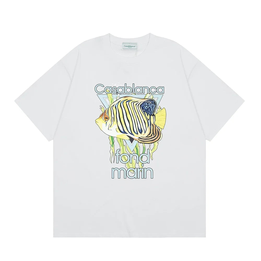 Casablanca "Fonds Marin" Fish Graphic T-Shirt - White