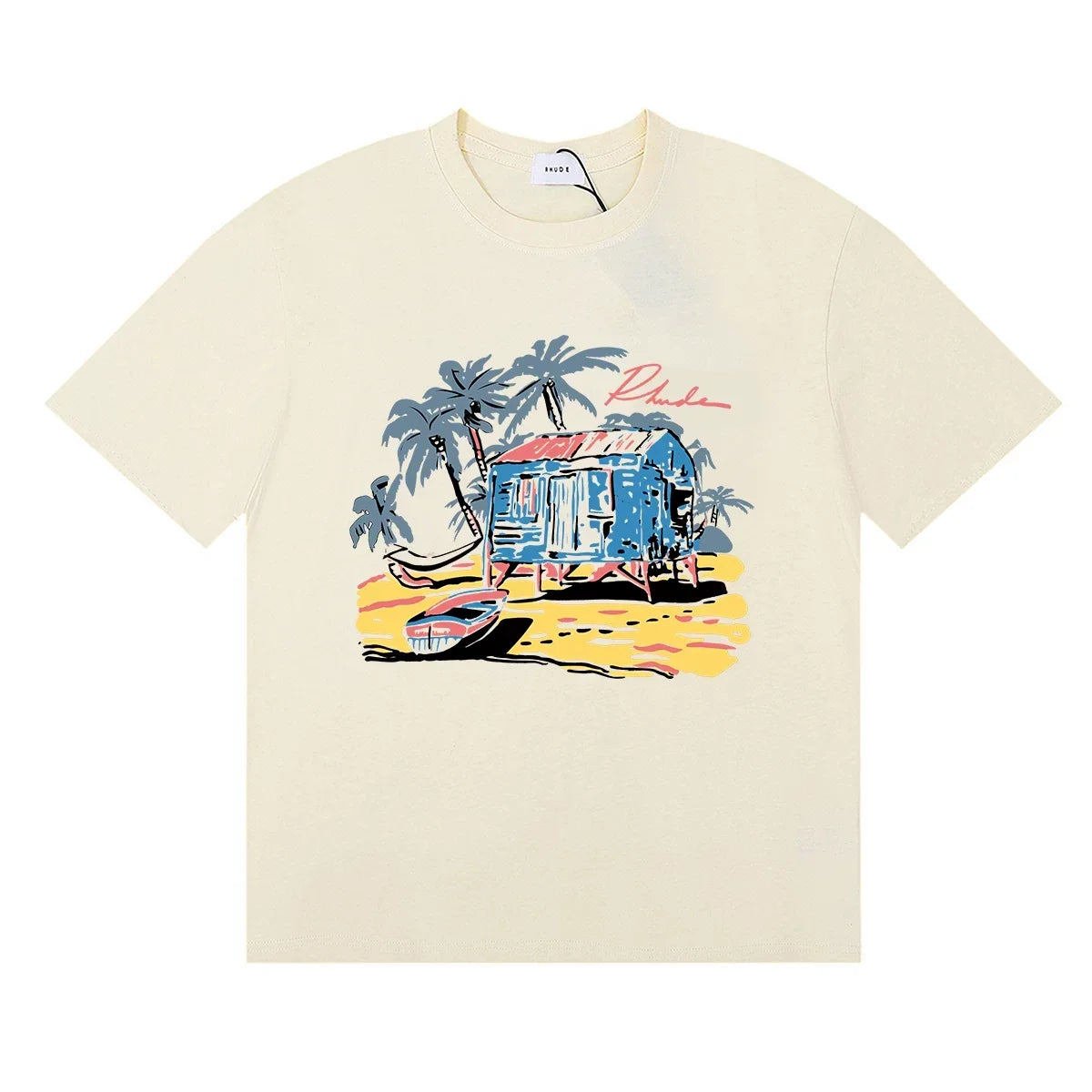 RHUDE Island Graphic Print T-Shirt - Cream
