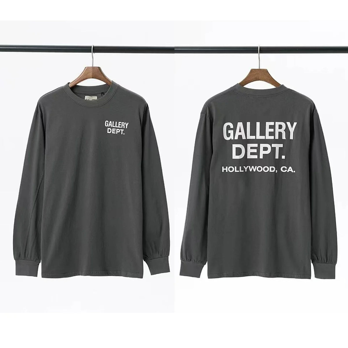 Gallery Dept. Hollywood Logo Long Sleeve T-Shirt - Charcoal Grey