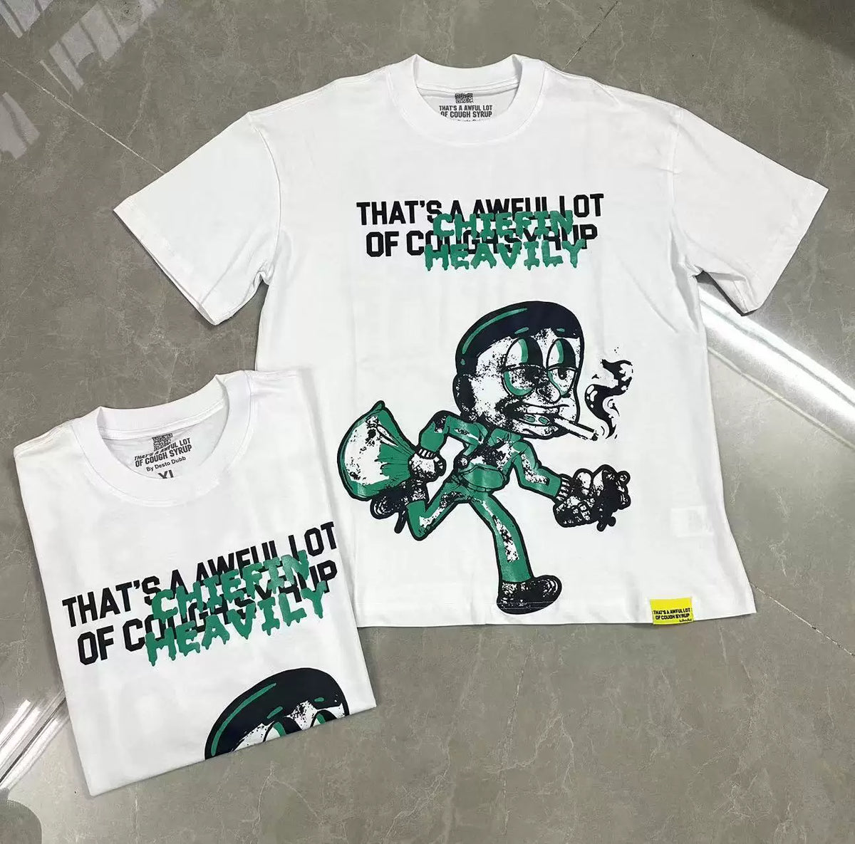 That's A Awful Lot Of Cough Syrup Cartoon Mascot T-Shirt - White