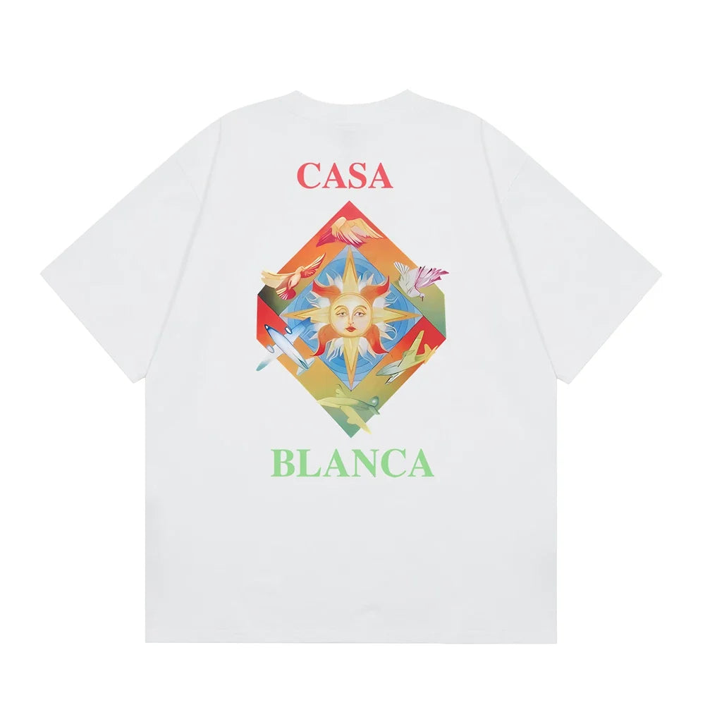 Casablanca Sunburst Diamond Logo T-Shirt - White