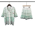 Casablanca Green Wave Knit Set - White / Mint / Dark Green