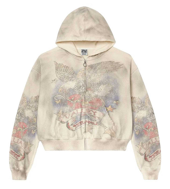 Vale Forever Nostalgia Zip Up Hoodie Cream Hover Image