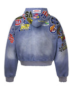 Vale Forever Passport Zip Up Denim Jacket Blue