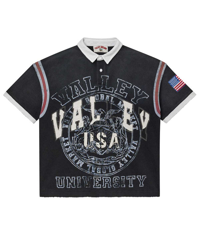 Vale Forever USA Rugby Polo Tee Black Hover Image